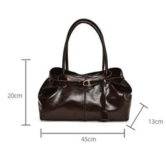 Large Capacity Oil PU Leather Shoulder & Tote Bag for Women