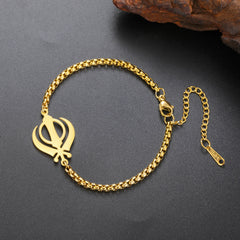 Lucktune Khanda Sikhism Symbol Bracelets for Women Men Stainless Steel Religious Protection Amulet Spiritual Sikh Jewelry Gift