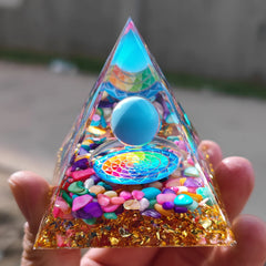 Natural stone amethyst crystalEnergy Generator Orgone Pyramid for E-Energy Protection Healing meditation orgonite crystal chakra