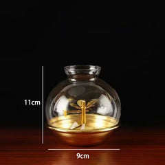 Golden Oil Lamp For Buddha With Glass Windproof Cover,Metal Buddhist Lantern Burner,Religious Candlestick Item