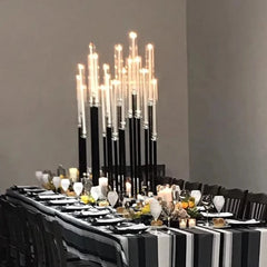Black 8 Heads Candle Holders Set, Wedding Party Table Centerpieces, Geometric Candelabra for Event Decor