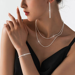 Women’s Silver Plated Star Necklace & Bracelet Set