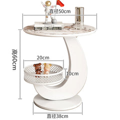 Luxury Side Table Modern Round Coffee Table for Living Room Furniture & Balcony Multifunctional Couchside Drink Table with Geometric Base