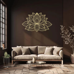 Iwa Motif Radiant Mandala Metal Wall Sculpture | Lotus Bloom Zen Decor | Halloween & Christmas Gift