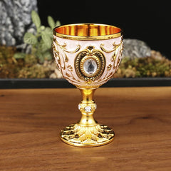1Pc Timeless Embossed Metal Chalice Goblet Vintage Wine Champagne Liqueur Cup Perfect For Bars Restaurants Home Decor.