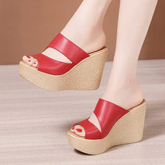 11cm Extreme High Heels Women Chunky Wedges Shoes for Wedding Office Model 2025 Summer Platform Slides Small Size 32-43