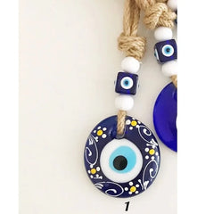 Lucky Eye Glass Blue Turkish Evil Eye Pendant Wall Hanging Multi Color Bead Handmade Decoration for Home Living Room Car
