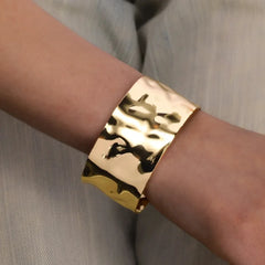 Wrinkle Texture Open Cuff Bracelet – Stainless Steel Bangle