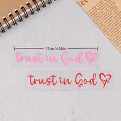 Trust In God Heart Car Rear View Mirror Sticker Decal Faith Bible Verse Christian Church Auto Vehicle Bumper Decor