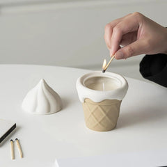 Candle Cup Ice Cream Shaped Ceramic Ornament for Office Party Living Room Home Decor