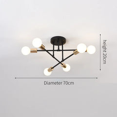 Retro Industrial Wrought Iron Material 6Heads LED Ceiling Lamp Home Luminaire  Modern Living Room Decoration Light