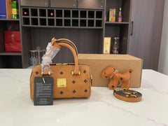 Genuine Leather Boston Aren Mini Pillow Tote Bag for Women