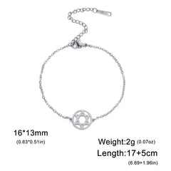 Skyrim Star of David Map Charm Bracelet Women Men Stainless Steel Adjustable Box Chain Bracelets Jewish Jewelry Gift Wholesale