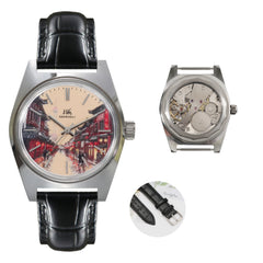Shanghai 36MM Hand-Wind Mechanical Watch 7120 Waterproof Bauhaus Design Watch for Men enamel dial