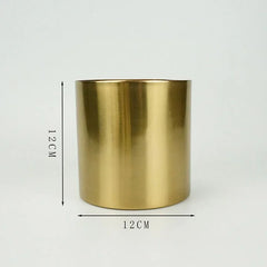 Gold-plated Brass Cylinder Vase Artificial Flowers Decorative Flower Arrangement Desk Decoration Minimalism Metal Floral Vases Home Decor