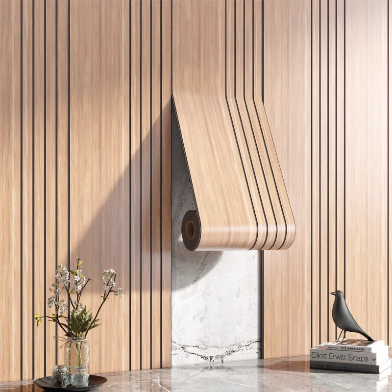 Modern 3D Wood Pattern Wall Panels, Eco-Friendly Self-Stick Decorative Board for House Upgrading， wall stickers