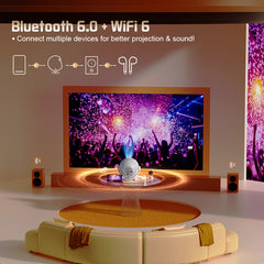 XBJ Mini  4K Home Theater Projector, Android WiFi 6 BT 5.0 Auto Keystone 360° Rotation Portable Video Projector for Outdoor Home