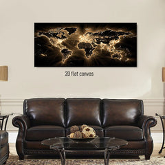 1pcs Modern Black Gold World Map Decoration Painting Living Room Sofa Background Wall Hanging Painting Office Study Entrance Mur