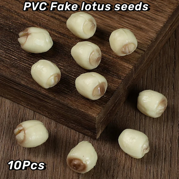10pcs 1:1Realistic Dried White Lotus Seeds Fake Natural Dry Fruit Decor for DIY Crafts Home Display Photography Props Zen Decor