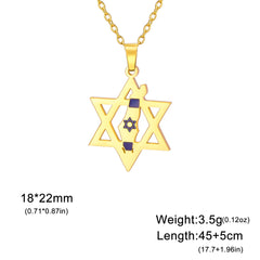 EUEAVAN Israel Palestine Map Necklaces for Women Men Stainless Steel Hebrew Star of David Pendant Jewish Jewelry Gifts Wholesale