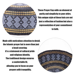 RIMAIRE Black and Yellow Muslim Preyer Hat Designer Embroidery Islamic Men Hat Newest Hair Cover Yarmulke Causal Party Wholesale