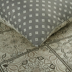 4piece Complete Bedding Set, Geometric Floral Printed Bed Set Includes duvet cover with fitted sheet & 1/2 pillowcases