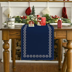 Hexagram Hanukkah Linen Table Runner Party Decor Star of David Jewish Chanukah Holiday Kitchen Table Runner Hanukkah Decorations