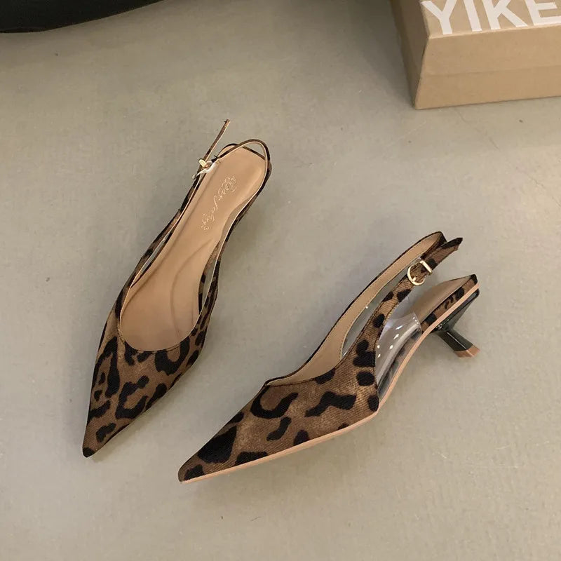 Bailamos Women Sandals Pointed Toe Elegant Low-heels Shoes Summer Fashion Slingback Woman Mules Shoes Pumps Dress Shoes