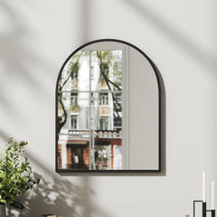 【Breeins】Arched Wall Mirror in Black Aluminum Alloy Frame Bathroom Decoration Home Decor Mirror Art