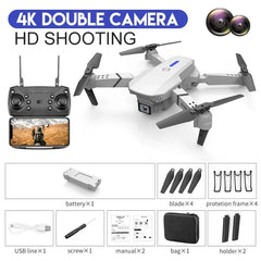 E88 ProIntelligent Folding Drone Supports single/Dual Camera Switching 4KPicture Quality+Wide-angle Shooting WiFiDirect Real-Tim