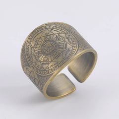 Dawapara Seal of The 7 Archangels Protection Ring Amulet Metatron Cube Lilith Symbol The Secrets of King Solomon Vintage Jewelry
