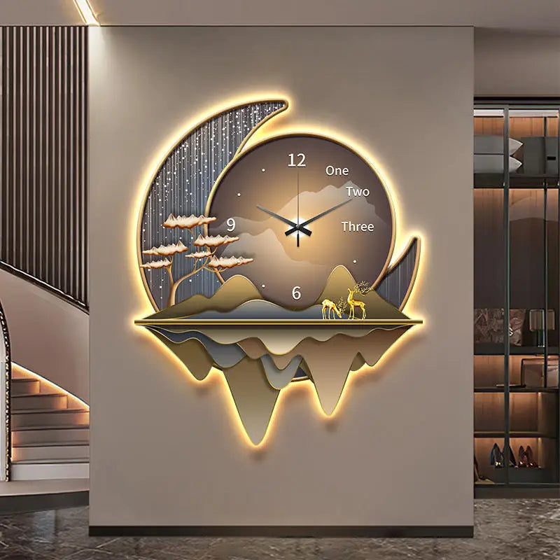 Luxury Wall Clock Lamp – Modern Home Decor Clock Light