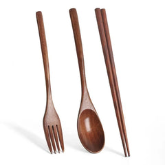 Wooden Spoon Spoon and Fork Environmentally Friendly Tableware Series Natural Oval Spoon Set Suitable for Cooking Chopsticks Bar Kitchen Tools, Cooking Utensils