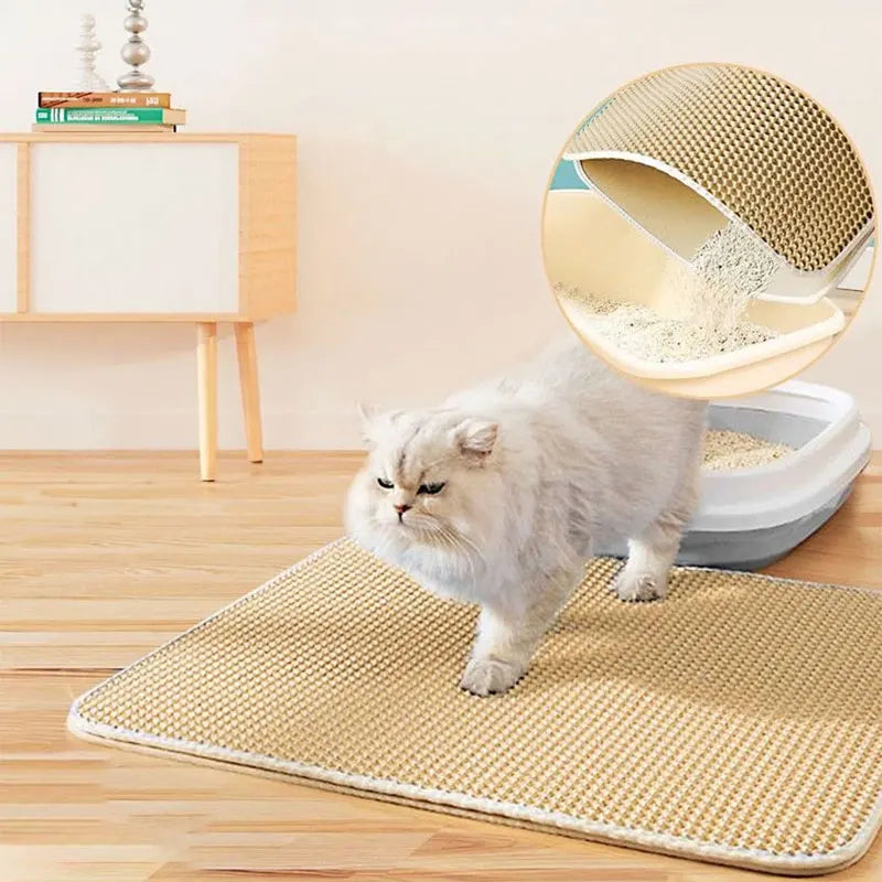Pet Cat Litter Mat Waterproof Double Layer Cat Litter Trapping Pet Litter Box Mat Clean Pad Products For Pet Shop, Pet Accessories