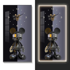 Fashionable Home Wall Decoration Cartoon Mickey Hanging Painting Creative Large Digital Clock LED Luminous Painting Wall Clock