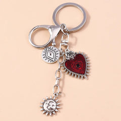 1Pc Bohemia Evil Eye Hamsa Hand Keychain for Women Men Blue Eye Sun Feather Key Ring Bag Pendant Car Key Holder Rings Wholesale