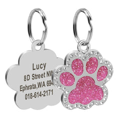 Personalized Dog Cat ID Tag Bling Rhinestone Puppy Kitten Name Tags Anti-lost Pet Collar Accessories Free Engraved Pet Products