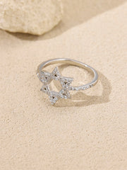 DPLAOPA 925 Sterling Silver Star of David Zircon CZ Engagement Ring 2025 New Luxury Classical Party Jewelry Gift for Women