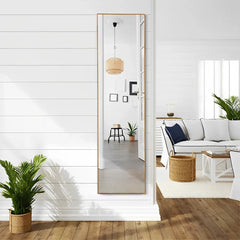 【Lifeideas】Modern Slim Frame Full Length Mirror with Stand, Aluminium Alloy Frame Floor Mirror, for Bedroom