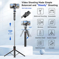 F16 1708mm Selfie Stick Tripod with Bluetooth Remote