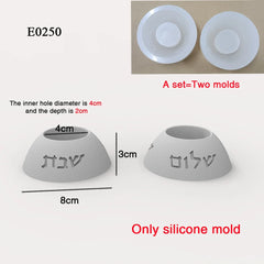 Silicone Mold For Shabbat Candle Holders Set,Handmade Concrete  Jewish Tealight Holders | Shabbat Candlesticks Gift Molds