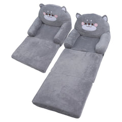Kids Chair Kids Corner Sofa Cartoon Gray Foldable Wide Handle Soft Breathable Toddler Chair for Reading Relaxing Sleeping Living Room Furniture