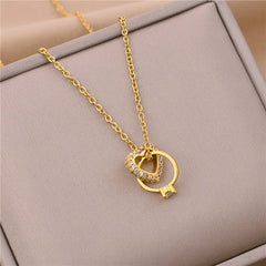 New In Light Luxury Zircon Crystal Stainless Steel Necklace Korean Fashion Sweet Sexy Female Clavicle Chain Jewelry