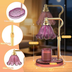 Glass Melting Candle Lamp, Candle Warmer Lamp, Smoke-Free Aromatherapy Lamp for Bedroom, Timer Function, Dimmable, Desktop Decor