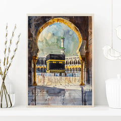 Islamic Grand Mosque Architectural Art, Sacred Holy Place Canvas Print, Muslim Home Wall Decor Prayer Room Ramadan Eid Gift