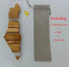 Israel Map Mezuzah Case Epoxy Resin With Olive Wood Mezuzah case Judaism Mezuzah Holy Shema Blessing Hebrew Jew Home Decorations