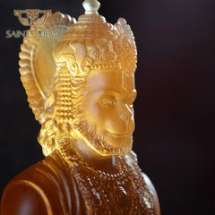Handmade Crystal Glass Panchmukhi Hanuman Idol Liuli India Hindu God Hanuman Murti Statue