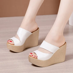 11cm Extreme High Heels Women Chunky Wedges Shoes for Wedding Office Model 2025 Summer Platform Slides Small Size 32-43