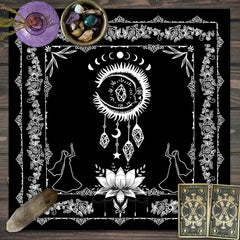 1pc Tarot card tablecloth, mysterious rune astrology altar cloth, witchcraft cabin decoration tablecloth, card game tablecloth