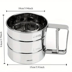 Baking Flour Sifter Food Strainers Powder Stainless Steel Hand-held Reusable Sieve for Flour Cup Shakers Kitchen Baking Tools Kitchen Tools, Cooking Utensils